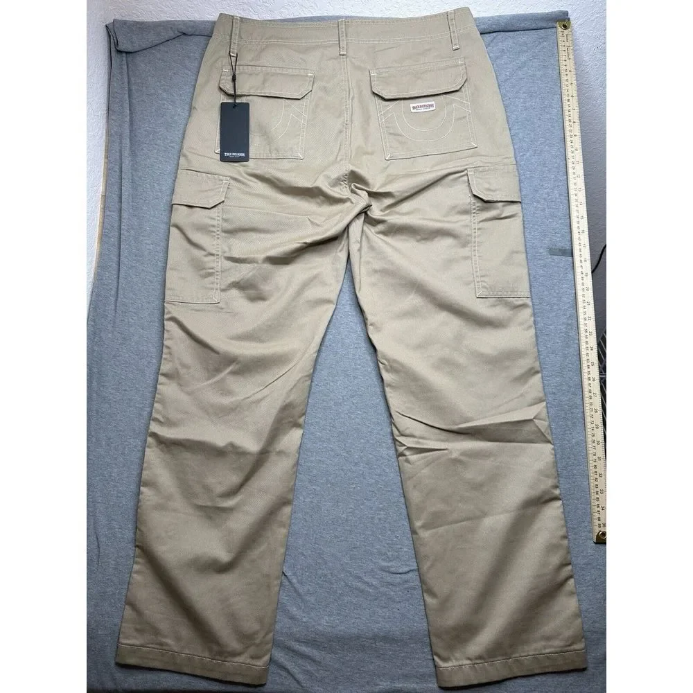 True Religion‎ Pants Mens 34X32 Tan Travertine Cargo Flat Front Straight…